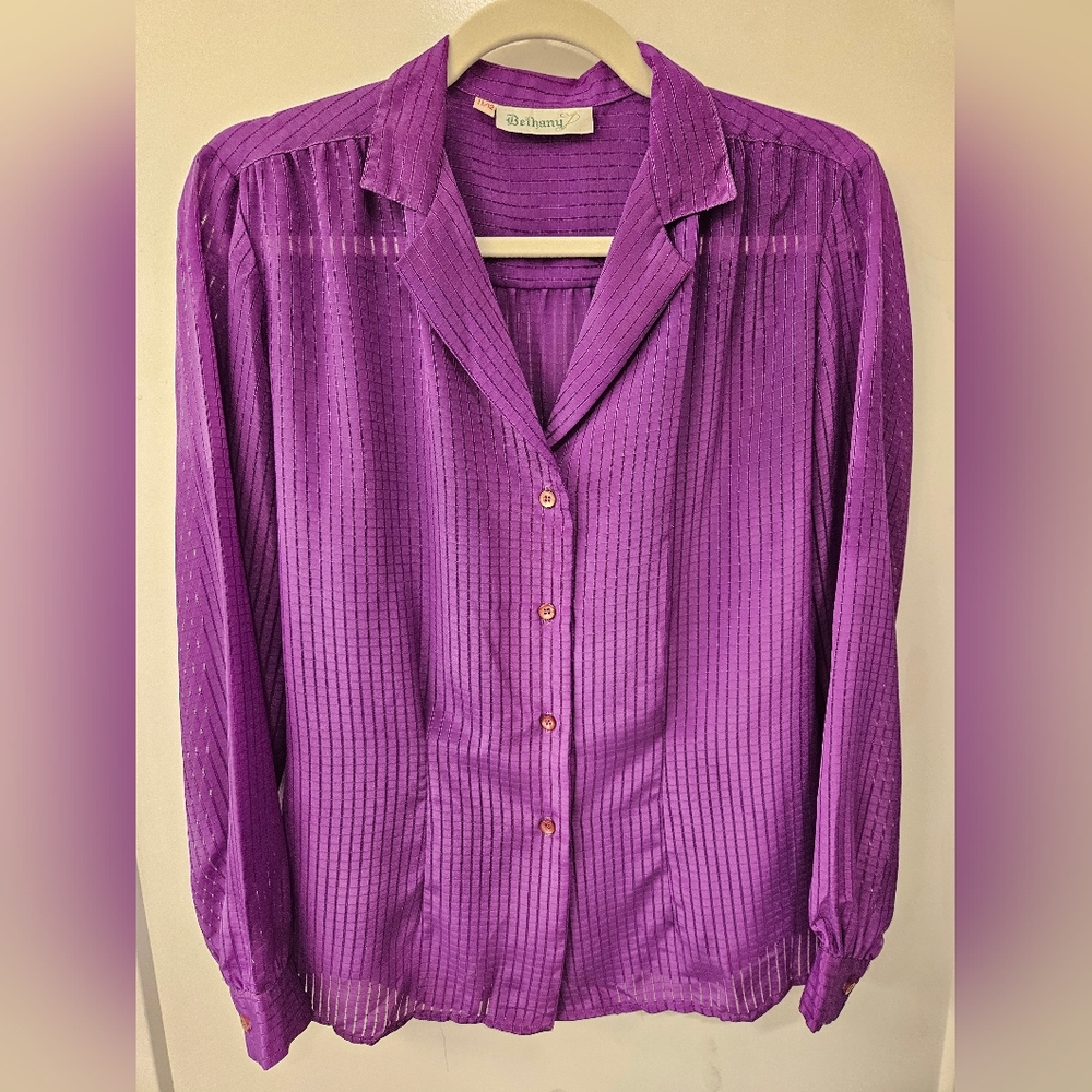 Vintage - Bethany Sheer Lavender Blouse - Size 11/12